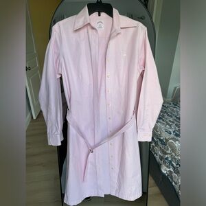 Brooks Brothers Pale Pink Long-Sleeve Shirt Dress- size 2